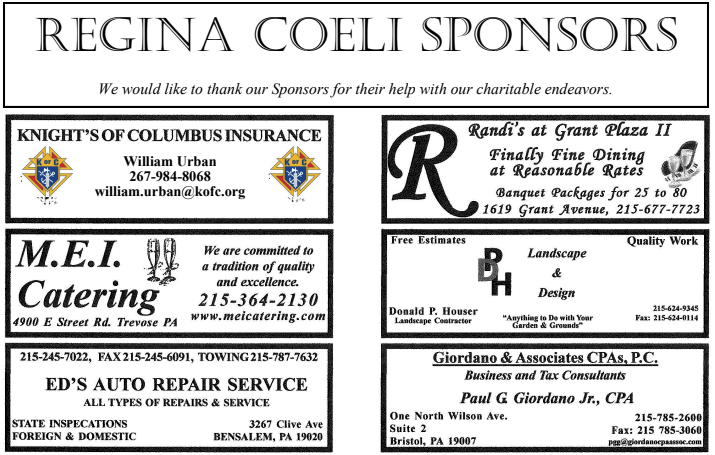 Regina Coeli Sponsors